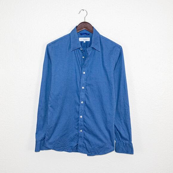 Teddy Stratford NYC Men's Zip Button up Shirt in Blue Cotton size 1 - Picture 1 of 9